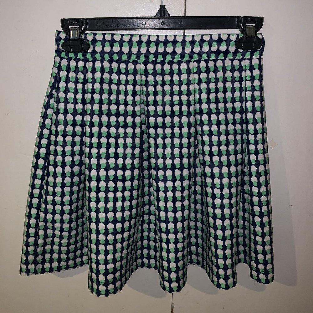 Navy, White, and Mint Green Pleated Mini Skirt
